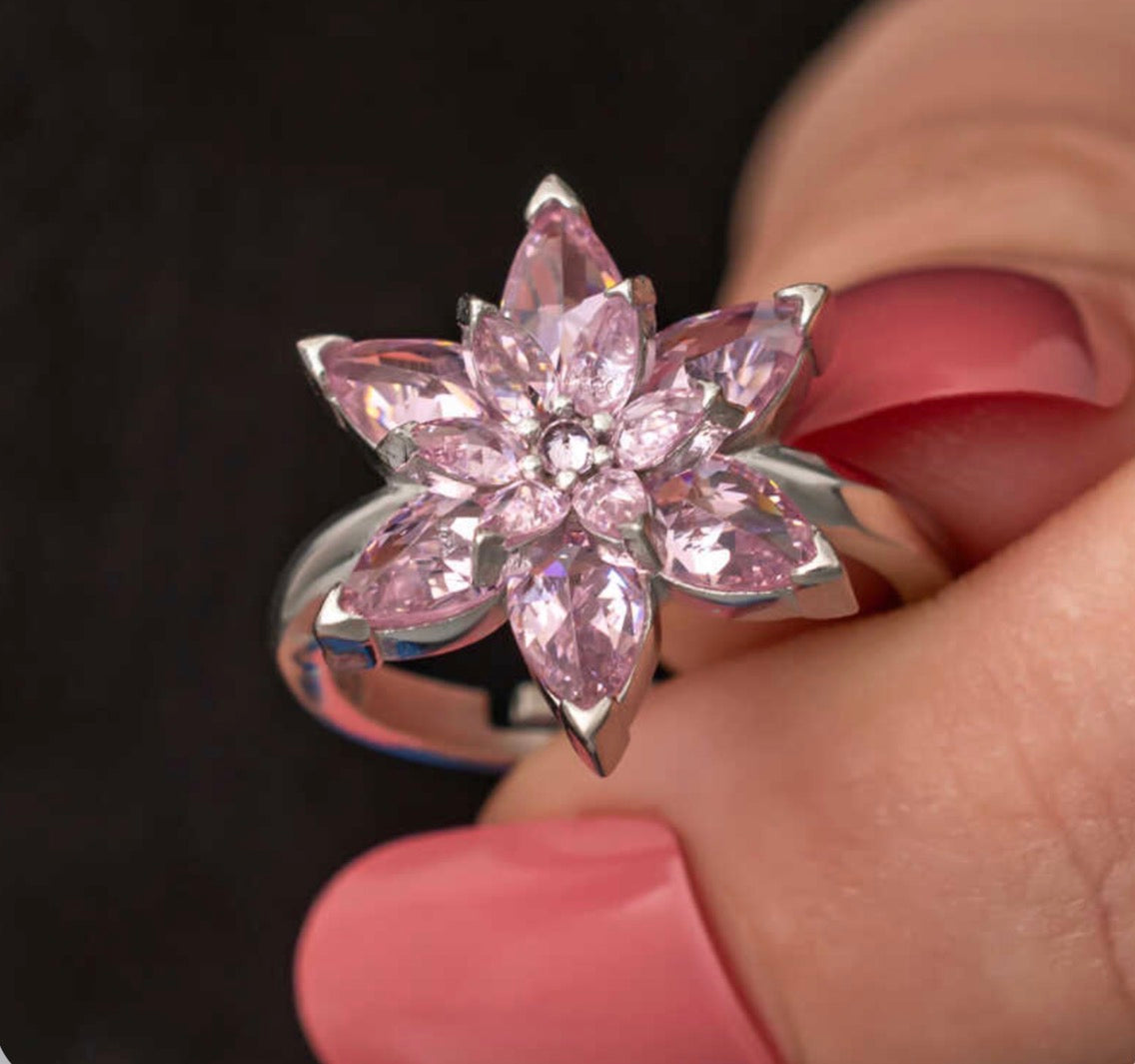 ZENÉRA Aura – 925 Ayar Ayarlanabilir Pembe Taşlı Yüzük