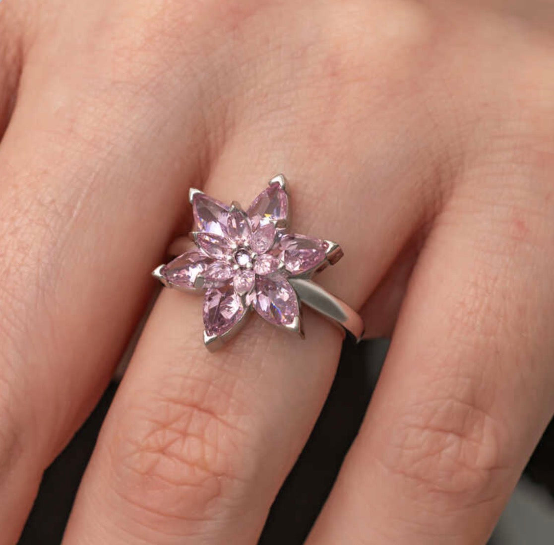 ZENÉRA Aura – 925 Ayar Ayarlanabilir Pembe Taşlı Yüzük