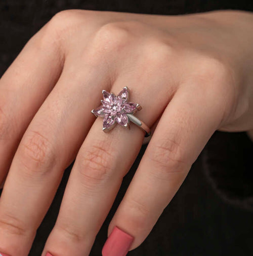 ZENÉRA Aura – 925 Ayar Ayarlanabilir Pembe Taşlı Yüzük