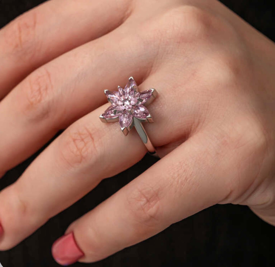 ZENÉRA Aura – 925 Ayar Ayarlanabilir Pembe Taşlı Yüzük